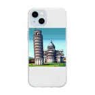 Pixel Art Goodsのピサの斜塔（pixel art） Soft Clear Smartphone Case