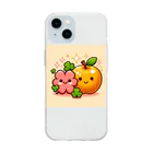 金運上昇金のリンゴの恋愛運アップの金のリンゴとピンクのクローバー Soft Clear Smartphone Case