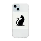 30heatのキャットシルエット Soft Clear Smartphone Case