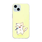 絵娯クリエイトのひのもとにゃんこ®️ 民謡マイク / 若菜 Soft Clear Smartphone Case