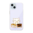 絵娯クリエイトのひのもとにゃんこ®️ 太鼓 / 桃藤 Soft Clear Smartphone Case