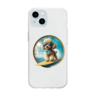 Surfing Dogの波乗りトイプードル Soft Clear Smartphone Case