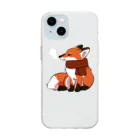 キツネ月のマフラーキツネ Soft Clear Smartphone Case