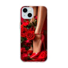 ニゴ猫　shopのred Rose heel  Soft Clear Smartphone Case