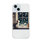 エマ"shopの猫ニャン Soft Clear Smartphone Case