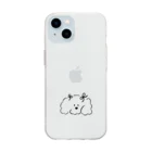 musubiのふわふわの白い犬/リボン Soft Clear Smartphone Case