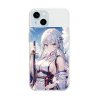 巫女スタぐらむの日本刀をもった美少女 Soft Clear Smartphone Case