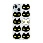 F2 Cat Design Shopの黒猫ボディーガード 001 Soft Clear Smartphone Case