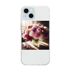 su-toの4月24日の誕生花　シャクヤク Soft Clear Smartphone Case