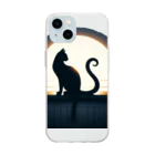 万事屋の猫のシルエットが美しい Soft Clear Smartphone Case