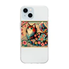 chaochao0701の浮世絵風　カラフル猫「Ukiyo-e-style Colorful Cat」「浮世绘风格的多彩猫」 ソフトクリアスマホケース