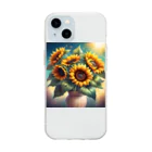 Flower Delightのひまわりの花束 Soft Clear Smartphone Case