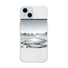 aICreationのモノクロの雪景色 Soft Clear Smartphone Case