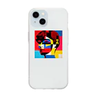 naviyのpop art rainbow  woman Soft Clear Smartphone Case