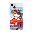 calico starの三毛猫プクちゃん　オープンカー Soft Clear Smartphone Case