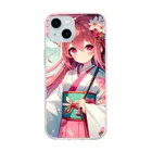 AIキャラつく〜るの桜の精 - 和モダン Soft Clear Smartphone Case