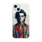 UKIYO-E_POP_by_convert_worksの和装スーツ男性 Soft Clear Smartphone Case