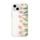 Leomatsuraのピンクと白のチューリップ Soft Clear Smartphone Case