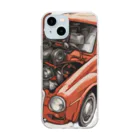 River book designのスポーティな赤い車がセンターに駐車。 Soft Clear Smartphone Case