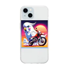 白いインコ屋のインコちゃんとバイク① Soft Clear Smartphone Case