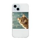 ronstr_のちらりキャット Soft Clear Smartphone Case