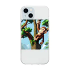 takekoputaの木の上を這うサルの手 Soft Clear Smartphone Case