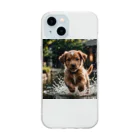 mamekichi445の水遊び楽しむ子犬くん Soft Clear Smartphone Case