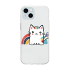 yielanggo007の虹のねこ Soft Clear Smartphone Case