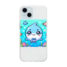 aki-hiro130のかわいいサメです Soft Clear Smartphone Case