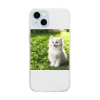 すずらんの笑ってる可愛い白い猫 Soft Clear Smartphone Case