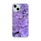 yurisacinの紫陽花（紫） Soft Clear Smartphone Case