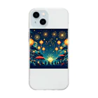 tanantの夏祭り、提灯が灯る下で花火をみている Soft Clear Smartphone Case