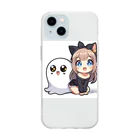 ハローにゃんポコちんストア ～幻想の世界へようこそ～の猫耳キャットガール＆ゴースト Soft Clear Smartphone Case