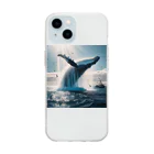 Toro Rosso Shopのジャンプする鯨 2 Soft Clear Smartphone Case