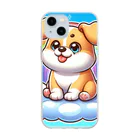 Minoyaの雲に乗った犬 Soft Clear Smartphone Case