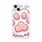 ニャンHouseのかわいいピンクの肉球 Soft Clear Smartphone Case