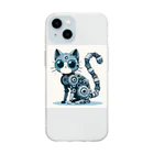 Cute Animal SHOPのメカニカルな猫 Soft Clear Smartphone Case