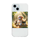 亀蘭タマムシの木漏れ日のわんにゃん・遊び Soft Clear Smartphone Case