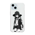 モノクロ美少女の悲しみ美少女モノクロ Soft Clear Smartphone Case