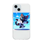 キュート＆クールのハイキック空手家クロネコ君 Soft Clear Smartphone Case