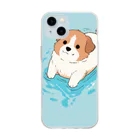 ganeshaのかわいい犬のバックグラウン Soft Clear Smartphone Case