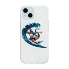 Isekai_animal_manの夏だ！ドラゴンもサーフィンだ Soft Clear Smartphone Case