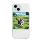 ピクセル屋(日本猫)のネコのピクセルアート Soft Clear Smartphone Case