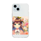 ピクセルパレットの可愛い女の子とお花10 Soft Clear Smartphone Case