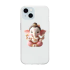 🐘Ganesha Shop🪷の綺麗めガネーシャ Soft Clear Smartphone Case