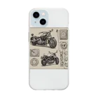 the blue seasonのクラシックバイクの設計図と計器類 Soft Clear Smartphone Case