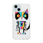 修羅場ウォッチャーのカラフルロボ猫 Soft Clear Smartphone Case