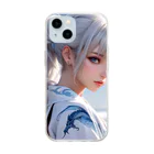 スカ次郎ショップの白髪和服美女シリーズ0001 Soft Clear Smartphone Case