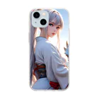 スカ次郎ショップの白髪和服美女シリーズ0002 Soft Clear Smartphone Case