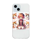 ウツボちゃんの大好きな猫に囲まれて Soft Clear Smartphone Case